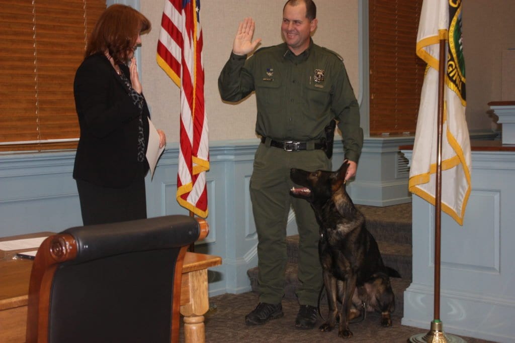 FITZ takes the oath administered by City Clerk Celeste Heath. (Photo: News-Press)