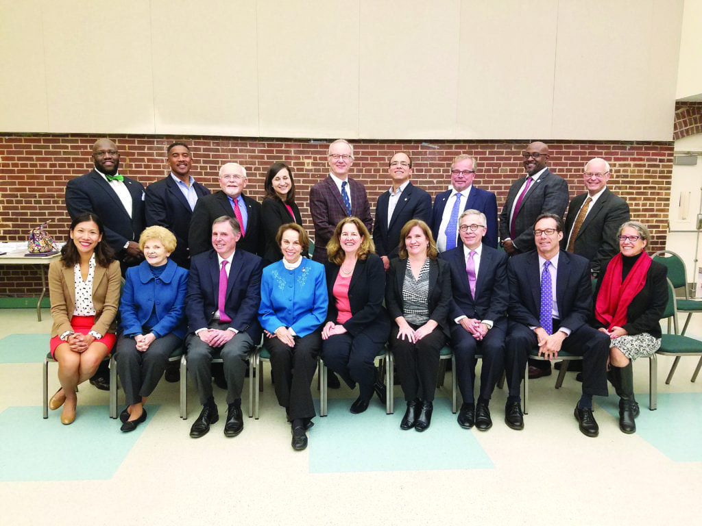 GATHERED FOR A GROUP shot at the conclusion of Tuesday night’s historic meeting were elected officials from the City of Falls Church, City of Alexandria and Arlington County. (Courtesy Photo: City of Falls Church)