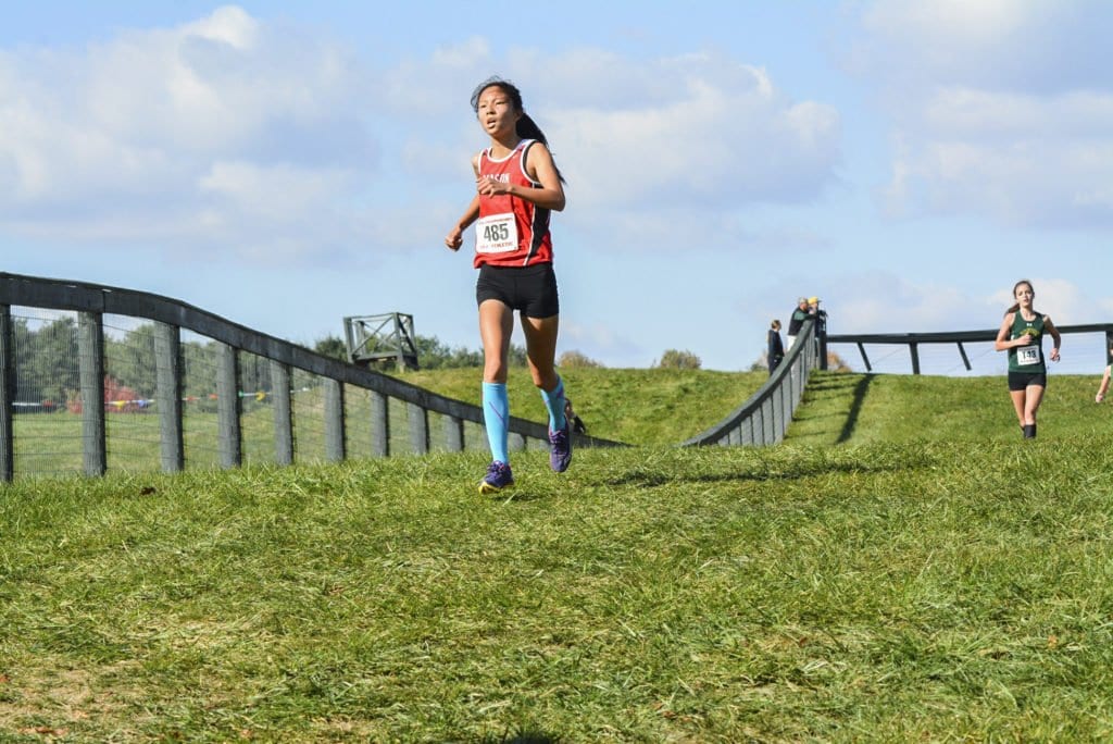 MASON SENIOR LOGAN FUNK runs in the Virginia High School League 2A state cross country meet, which was held on Friday, Nov. 18. (Photo: Carol Sly)