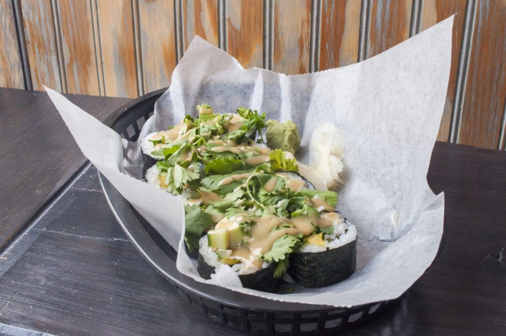 THE AMAZON ROLL at Rolls By U doesn’t need any soy sauce or wasabi. It’s delicious on its own. (Photo: Drew Costley/News-Press)