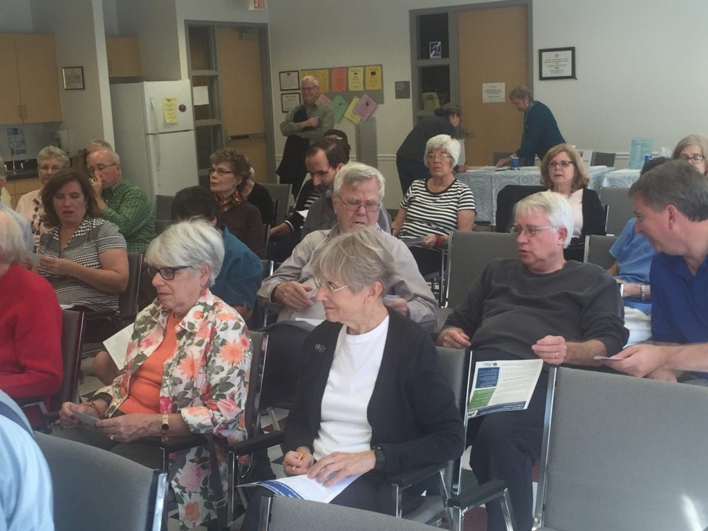 OUT ON A pleasant Sunday afternoon to attend a forum on the library referendum on the Nov. 8 ballot were these interested Falls Church citizens. (Photo: News-Press)