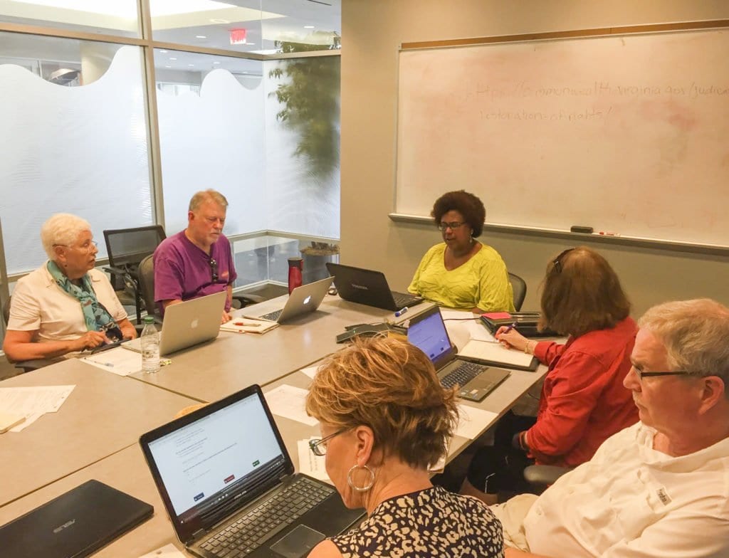 THE ARLINGTON CHAPTER of the League of Women Voters and the Northern Virginia chapter of the National Association of Blacks in Criminal Justice held a volunteer orientation ahead of their voter registration drive on July 23. (Photo: Courtesy of Donald Gurney)