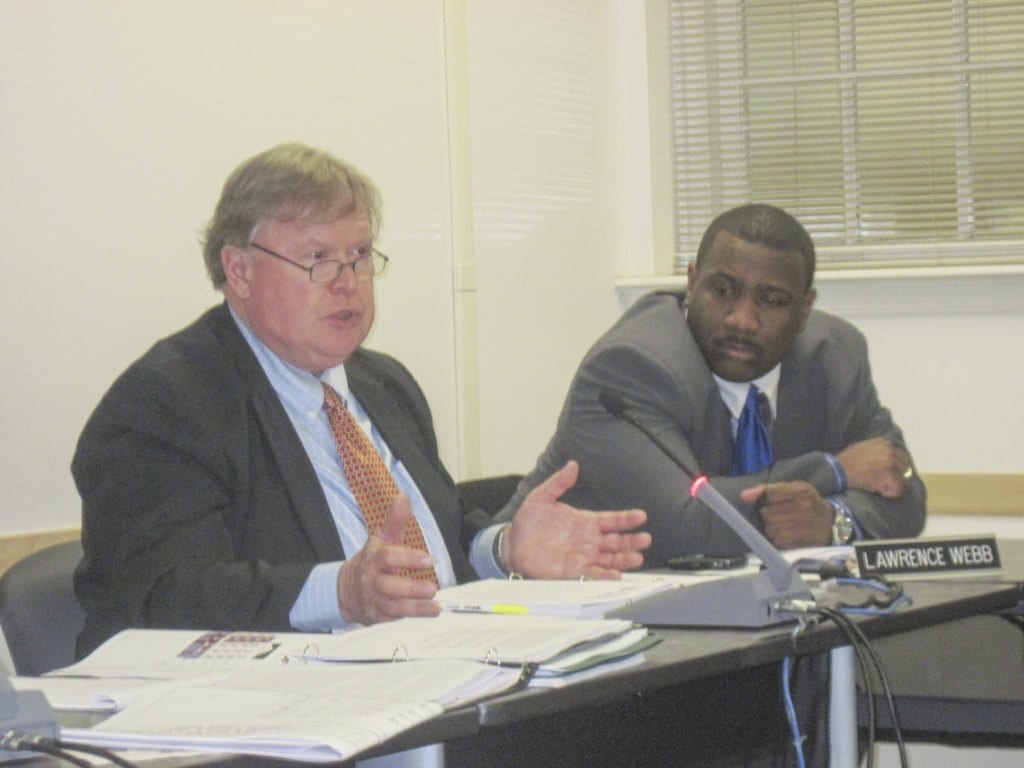 FALLS CHURCH Planning Director Jim Snyder (left) and School Board member Lawrence Webb (right) involved in the deliberations on whether to change course on the campus development project. (Photo: News-Press)