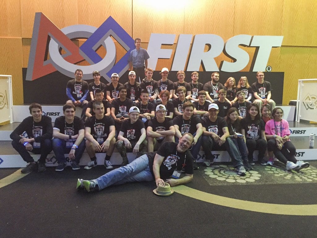 MASON’S FIRST ROBOTICS Team 1418 poses together at the FIRST Robotics World Championships in St. Louis. (Courtesy Photo)