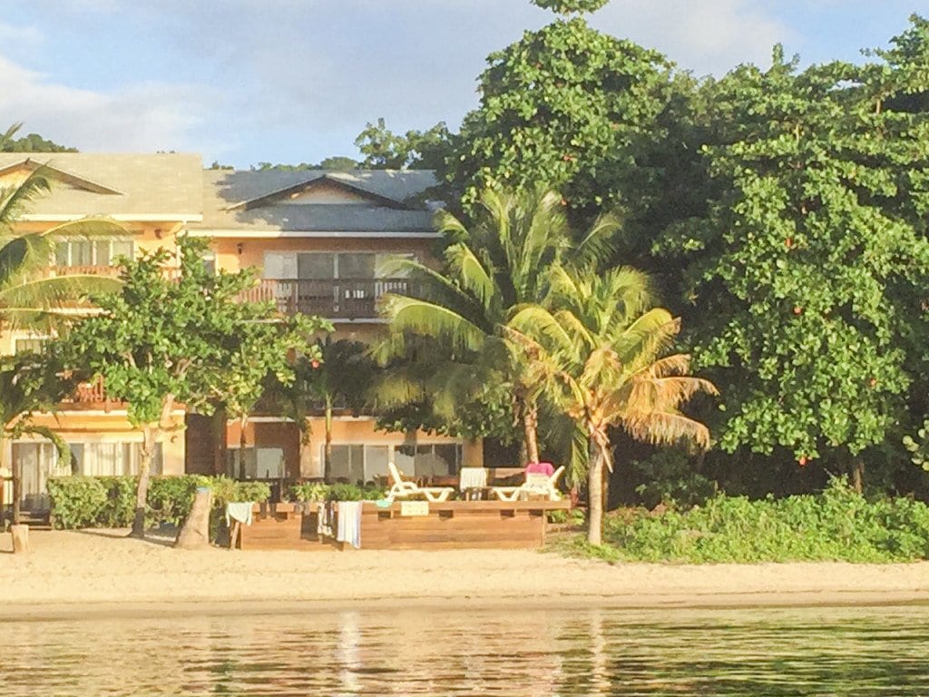 Local realtor Stacy Hennessey recently bought this home in Roatan to use as a vacation rental. Hennessey’s search for a Roatan property was documented on the HGTV show “House Hunters International.” The house has a waterfront deck, a pool and a hammock for maximum relaxation. (Courtesy Photo)