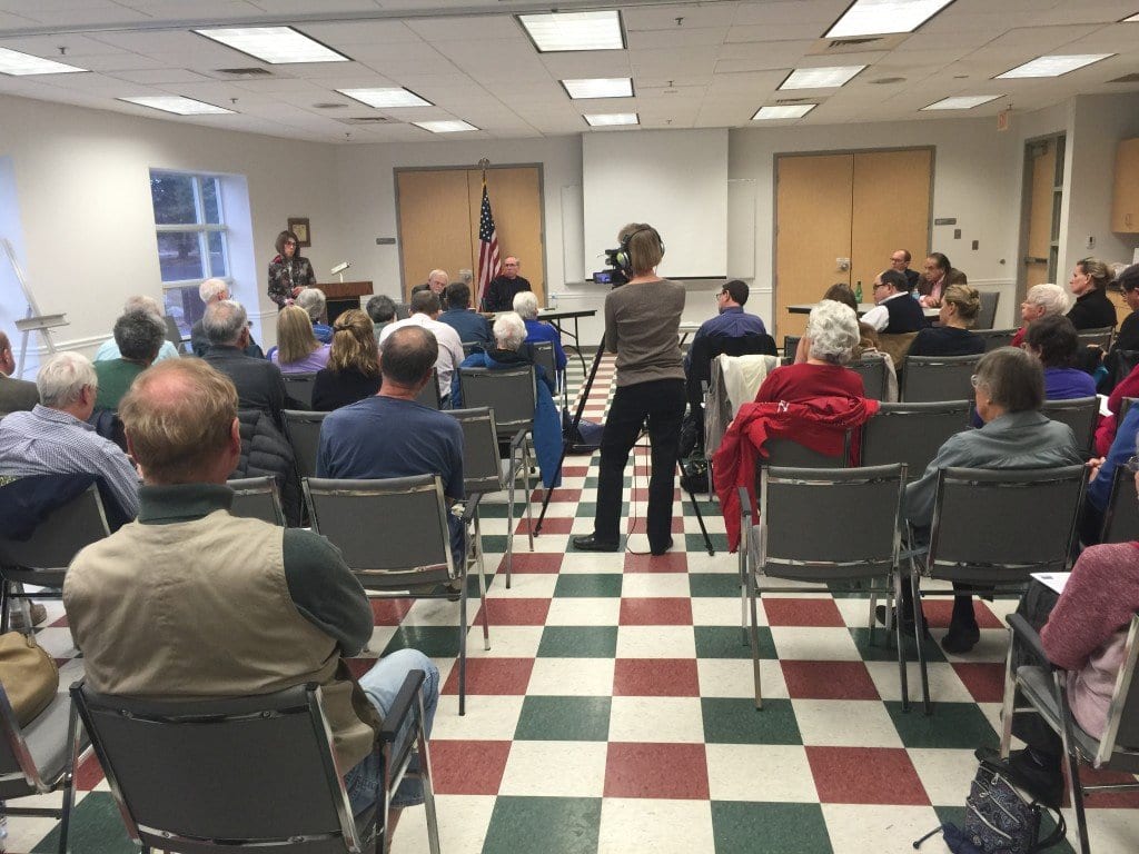 A PANEL OF FOUR held forth in the forum on revenue generation sponsored by the Falls Church League of Women Voters at the Community Center on Sunday. (Photo: News-Press).