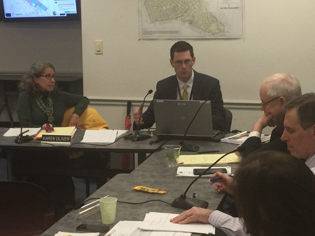 PAUL STODDARD, principal planner for the City of Falls Church, shown here briefing the City Council prior to a subsequent appearance before the Planning Commission Tuesday night. (Photo: News-Press)