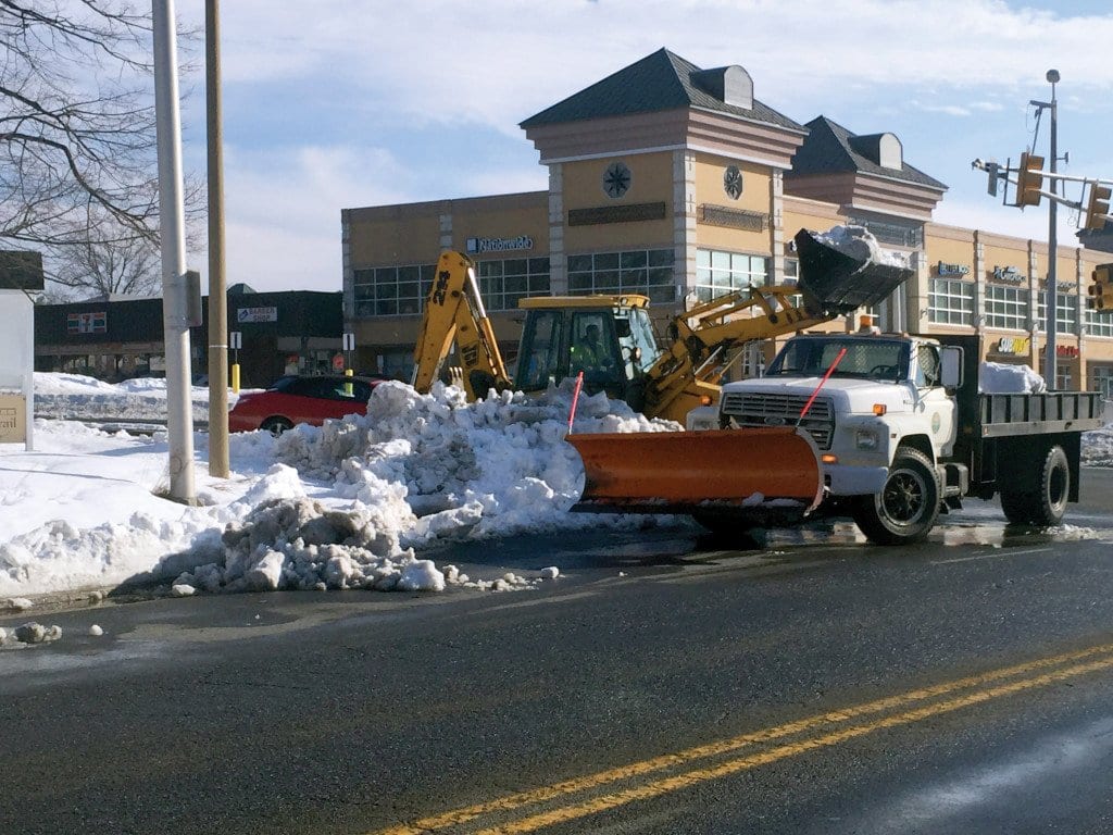 ONE OF FALLS CHURCH’S NEW TRUCKS helping with snow removal in the City Wednesday. (Photo: News-Press)