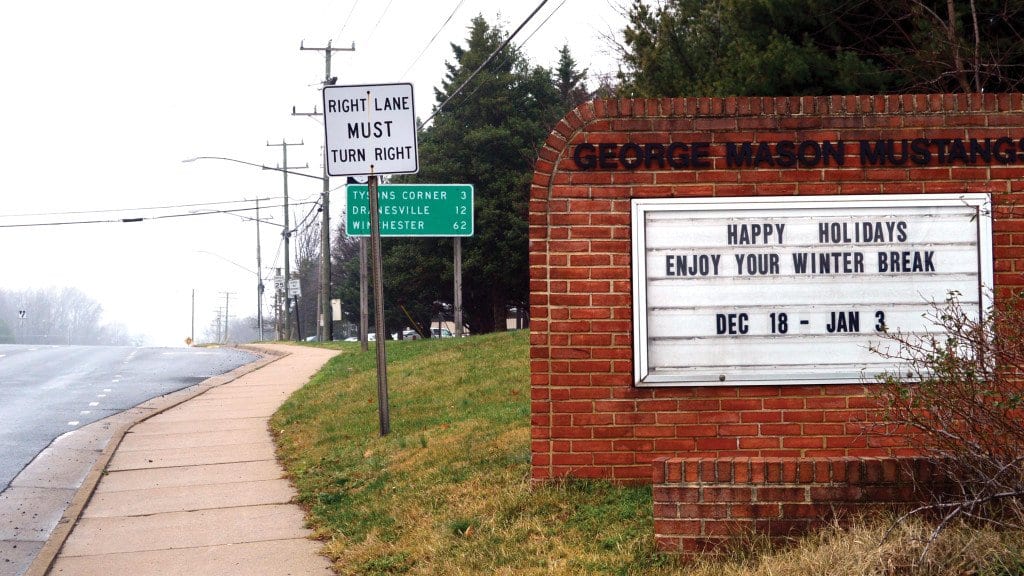 The manual brick sign that stands on Route 7 in front of GMHS. The sign is outdated and infrequently updated. “Nobody uses it. It’s kind of a waste of space,” said Alice Castillo, sophomore. (Photo: Eva Ellis)