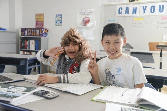 Villegas (left) and a friend on Funny Hair Day at Mary Ellen Henderson Middle School. (Courtesy Photo)