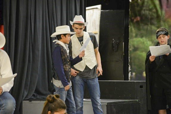 Villegas performing in a drama class. He said he was shy at first, but teachers have helped him open up. (Courtesy Photo)