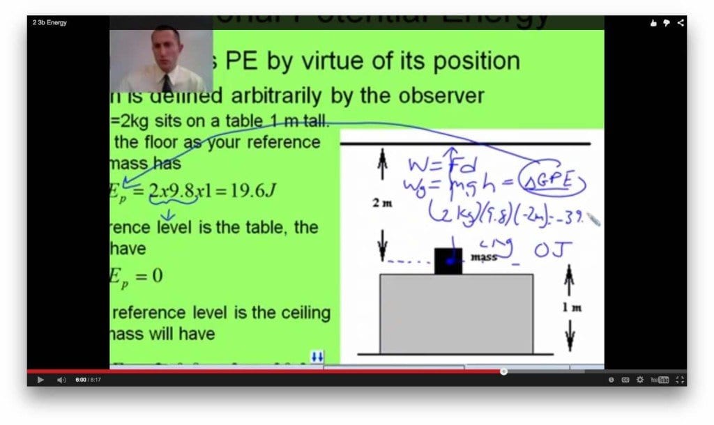 Bryan Harris, who teaches IB Physics, presents the concept of energy in a YouTube video for students to watch at home. This constitutes the flipped classroom that started three years ago for IB Physics. “The benefit now is that we can spend pretty much all class doing labs or practice problems,” said Harris. . (Photo: Dorian Charpentier)