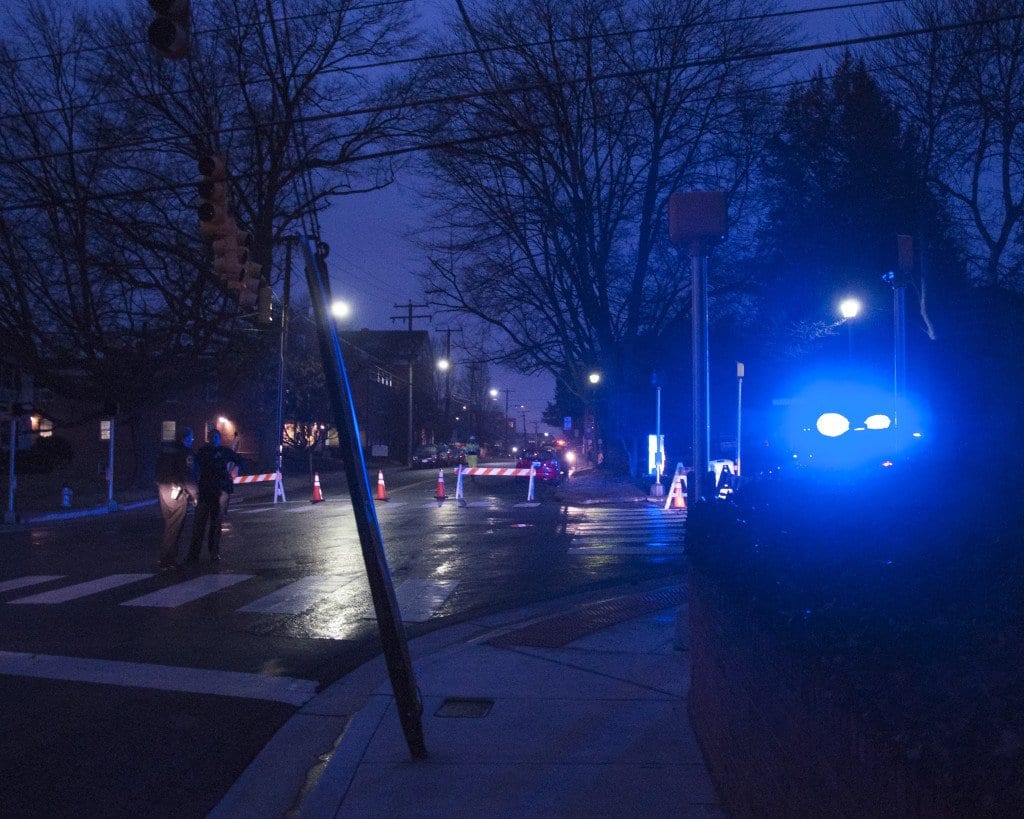 The Falls Church Police Department shut down two blocks of Little Falls Street and Park Avenue, which surround City Hall and the community center, while the investigation was taking place. (News-Press photo)