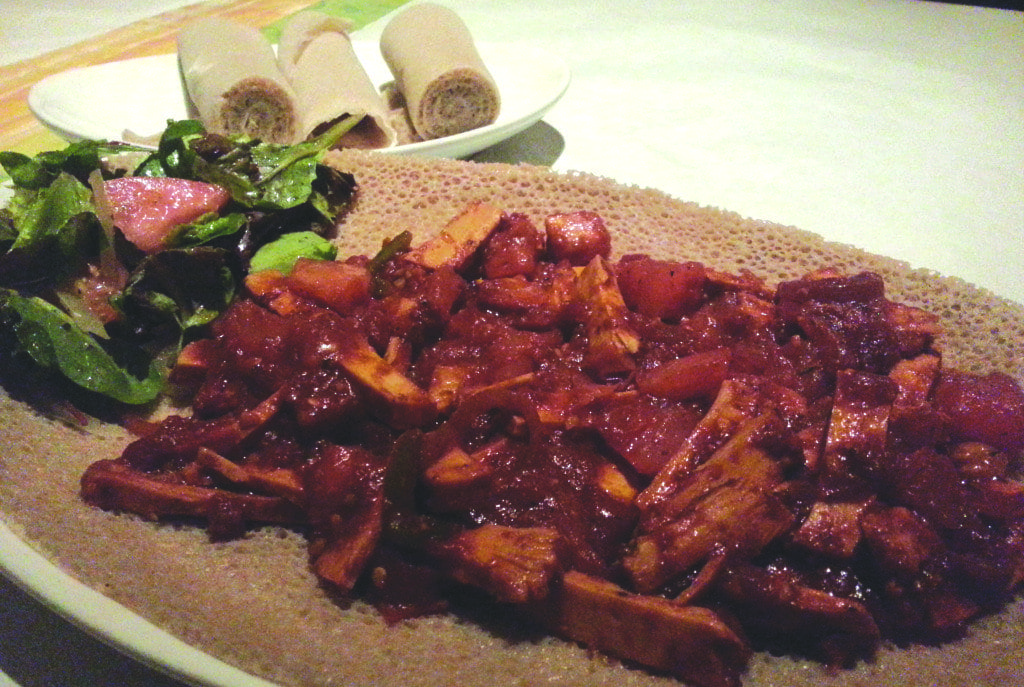 The vegan chicken spris is one of four vegan entree options available at Enjera. (Photo: News-Press)