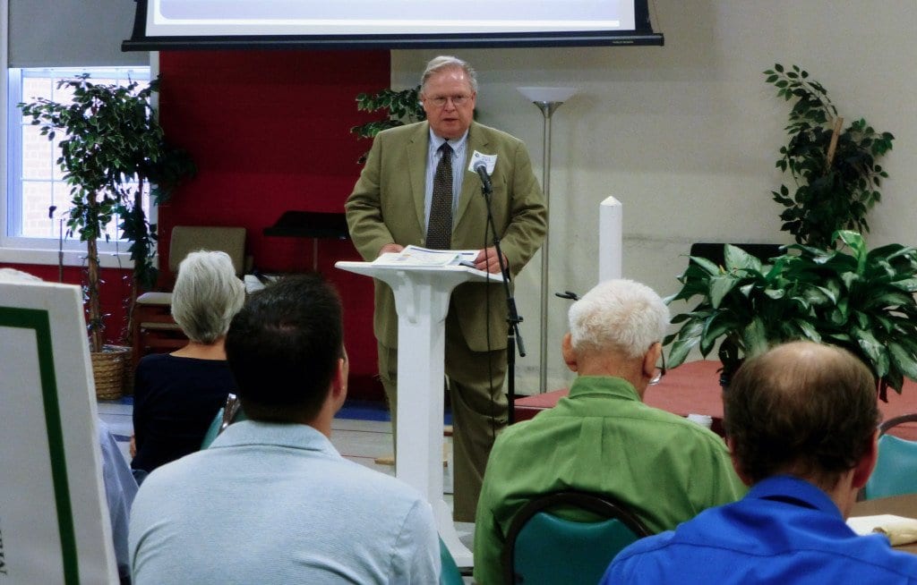 City of Falls Church Planning Director James Snyder introduces a community meeting audience to the Broad Street Planning Opportunity Area for a discussion of its Small Area Plan. (Photo: David Thompson)