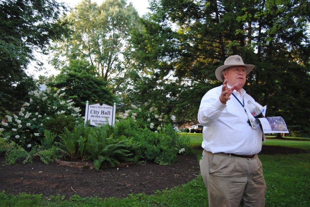 City of Falls Church Planning Director James Snyder leads a walking tour last Wednesday, stepping off from City Council's work session at City Hall, around the areas mentioned in the Downtown Falls Church Small Area Plan. City Council approved that plan on Monday night. (Photo: News-Press)