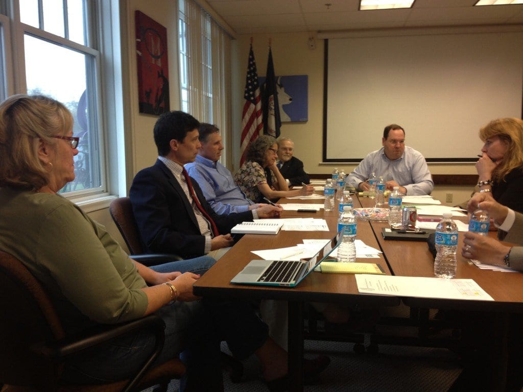 Tuesday night's joint F.C. City Council and School Board meeting. Among those not shown are Council members Dan Sze and Nader Baroukh and City Manager Wyatt Shields.