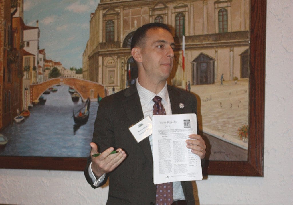 DEL. MARCUS SIMON spoke to the Falls Church Chamber of Commerce at its monthly luncheon Tuesday. (Photo: News-Press)
