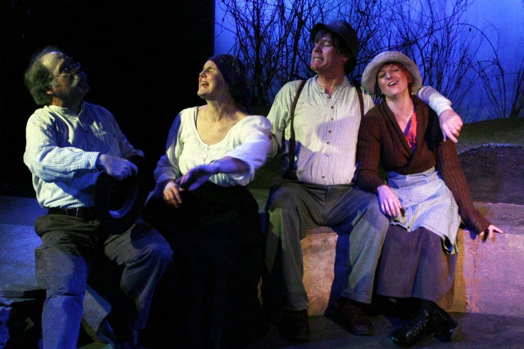 Performing in Creative Cauldron’s final run of “Christmas Cabin of Carnaween” are, pictured above from left to right, E. Augustus (Gus) Knapp, Judy Butler, Jim Lynch, and Laura Gene Quackenbush. (Courtesy Photo)