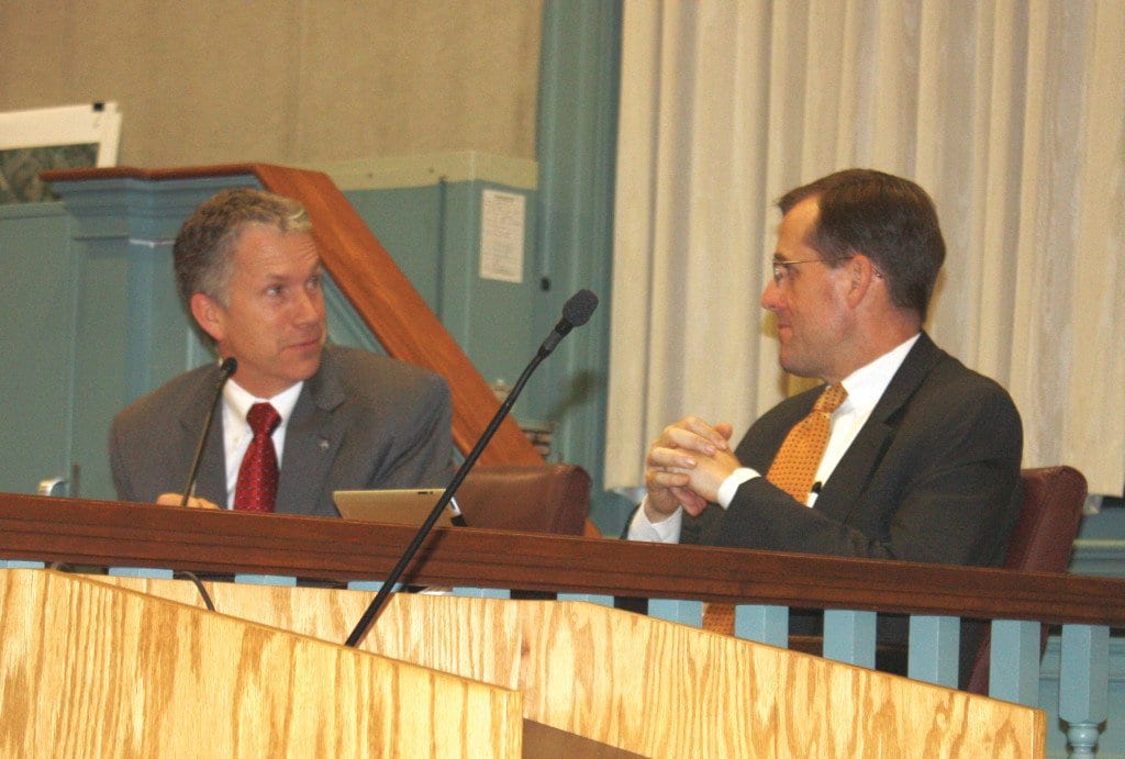 John Foster (right) served his final day as City Attorney for Falls Church on Monday. Photo: News-Press