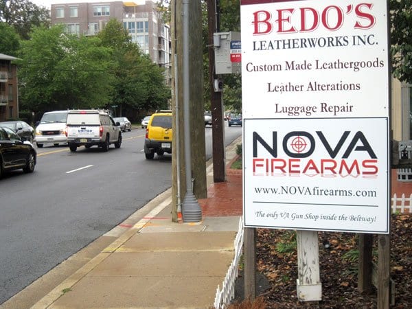 THE SIGN FOR NOVA FIREARMS at its previous location on West Broad Street. Its newest location will be across the street from St. James Catholic School. (Photo: News-Press)
