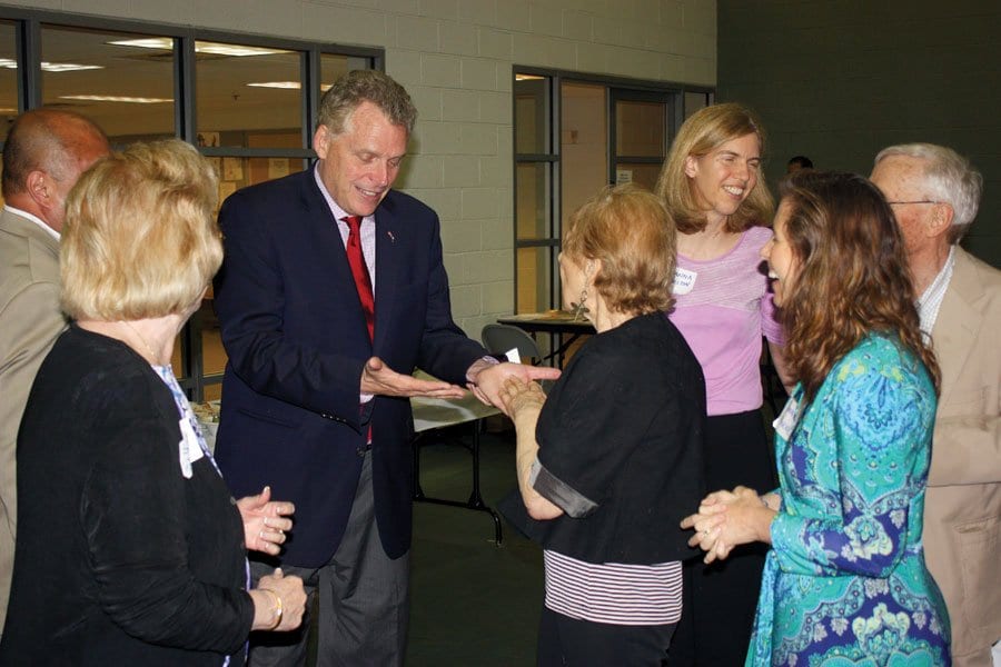 DEMOCRATIC GUBERNATORIAL candidate Terry McAuliffe greeted attendees of Sunday night's Falls Church Democratic Committee potluck. (Photo: News-Press)