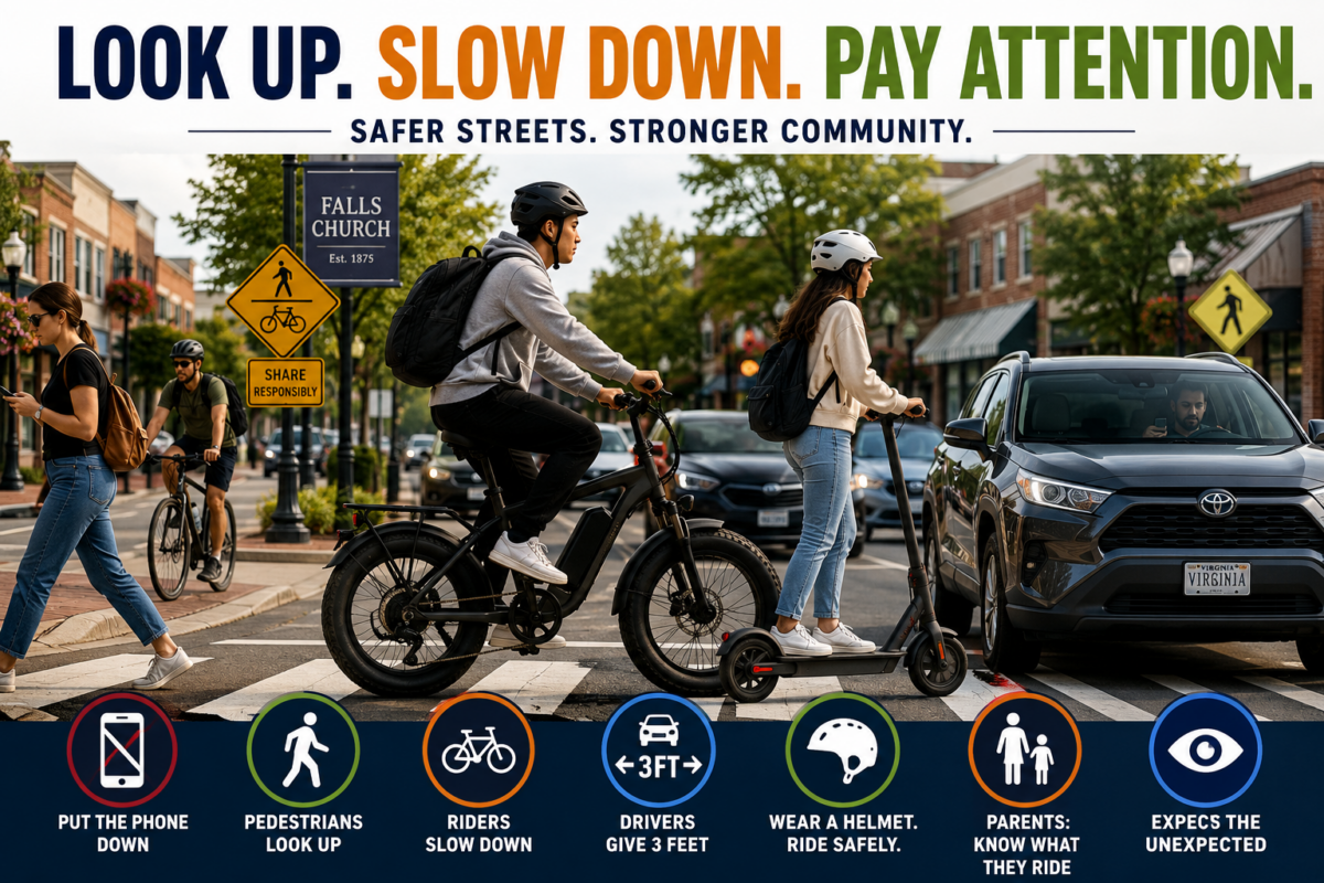 Look Up, Slow Down: E-Bikes, Phones and a Changing Safety Challenge in Falls Church - Falls Church News-Press Online